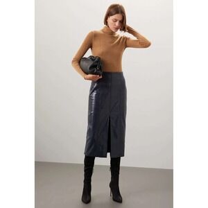 Tanya Taylor Womens Ribbed Knit Turtleneck Sweater Camel Brown Long Sleeve Small